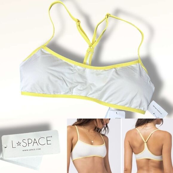 NWT L*Space $110 Pamela Bikini Top in Cream Lemon Size S Racerback - Picture 1 of 12